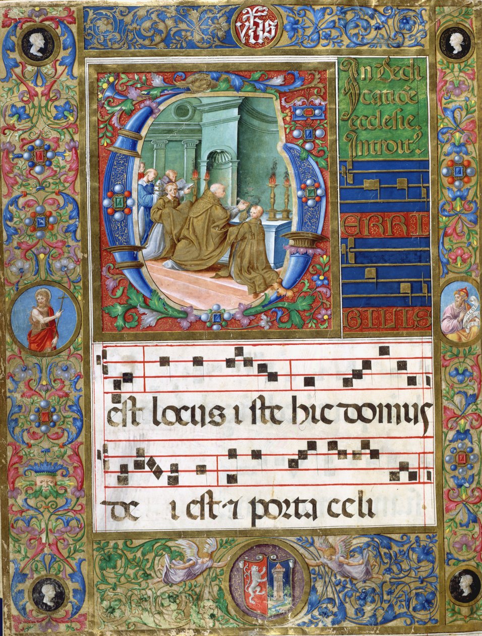 Kórusminiatűr II. Sándor pápával az apátságban misézik (pigment pergamen) alkotó: Italian School