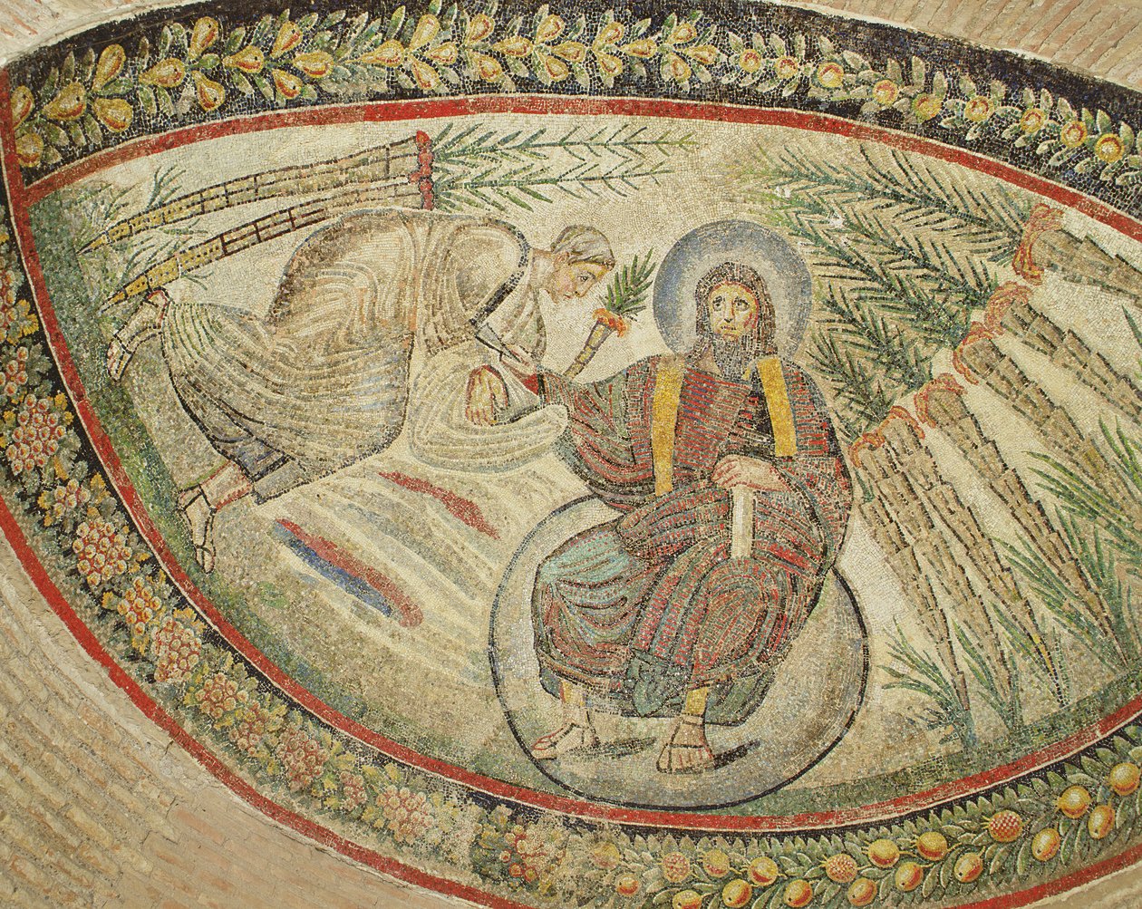 Krisztus átadja a kulcsokat Szent Péternek (mozaik) alkotó: Italian School