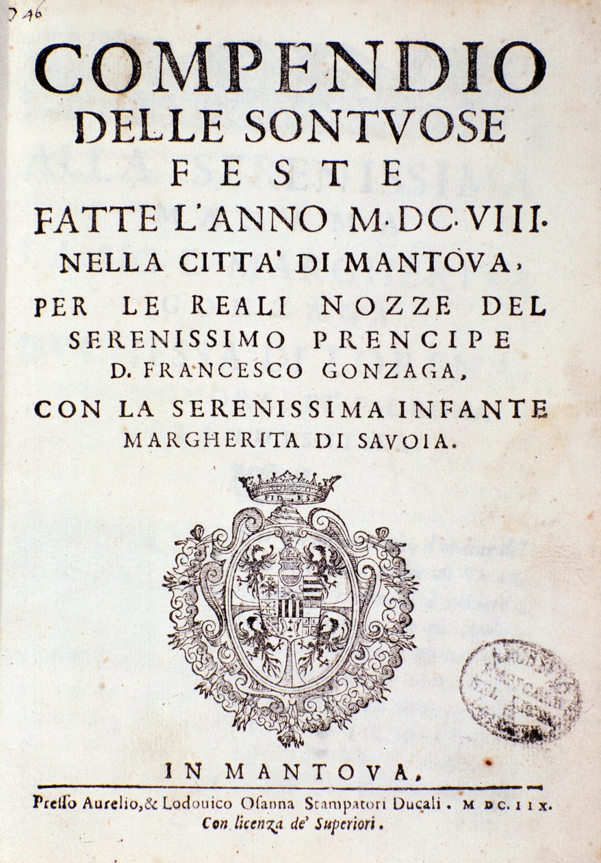 Gonzaga hercege által Mantovában szervezett ünnepségekről szóló krónikák (1608) alkotó: Italian School