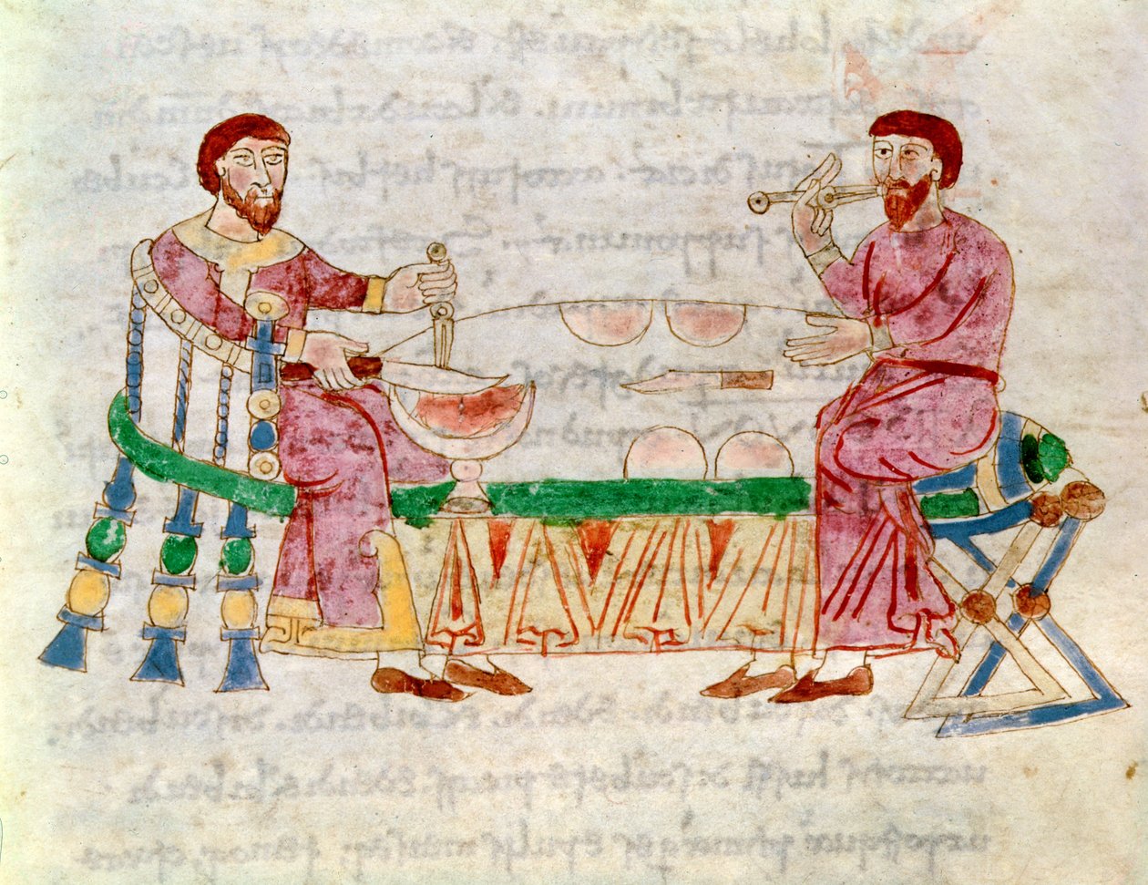 Codex 132 Livre 22 1. fejezet Az étkezés, Rabanus Maurus (780-856 körül) a De Universoból, 1023 alkotó: Italian School