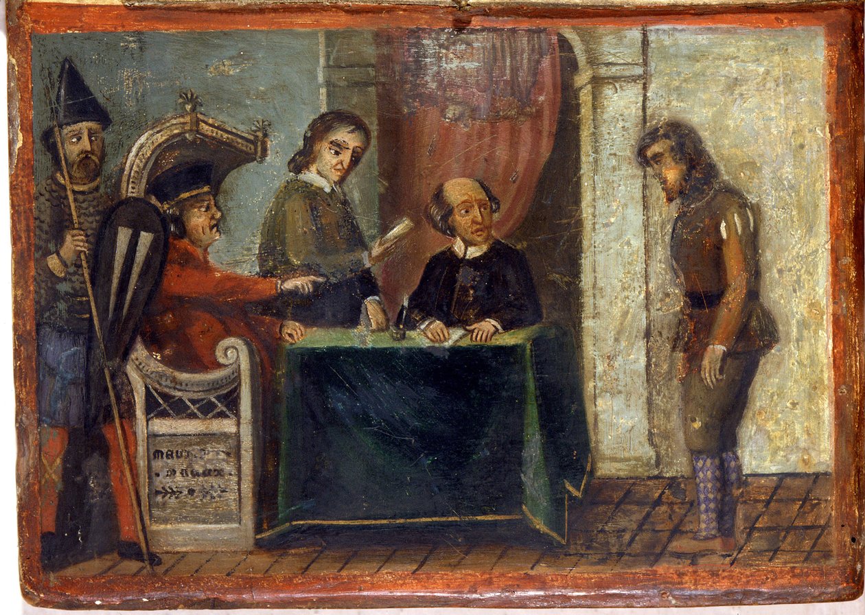 Polgár elítélése a bíró és a város képviselőinek jelenlétében 1273. Országos Levéltár, Siena. alkotó: Italian School