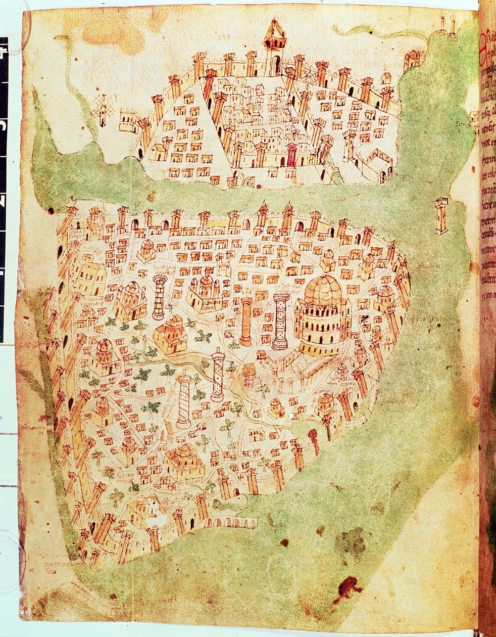 Cotton Vespasianus A. XIII, f.36v: Konstantinápoly térképe, 1450 körül (vellum) alkotó: Italian School