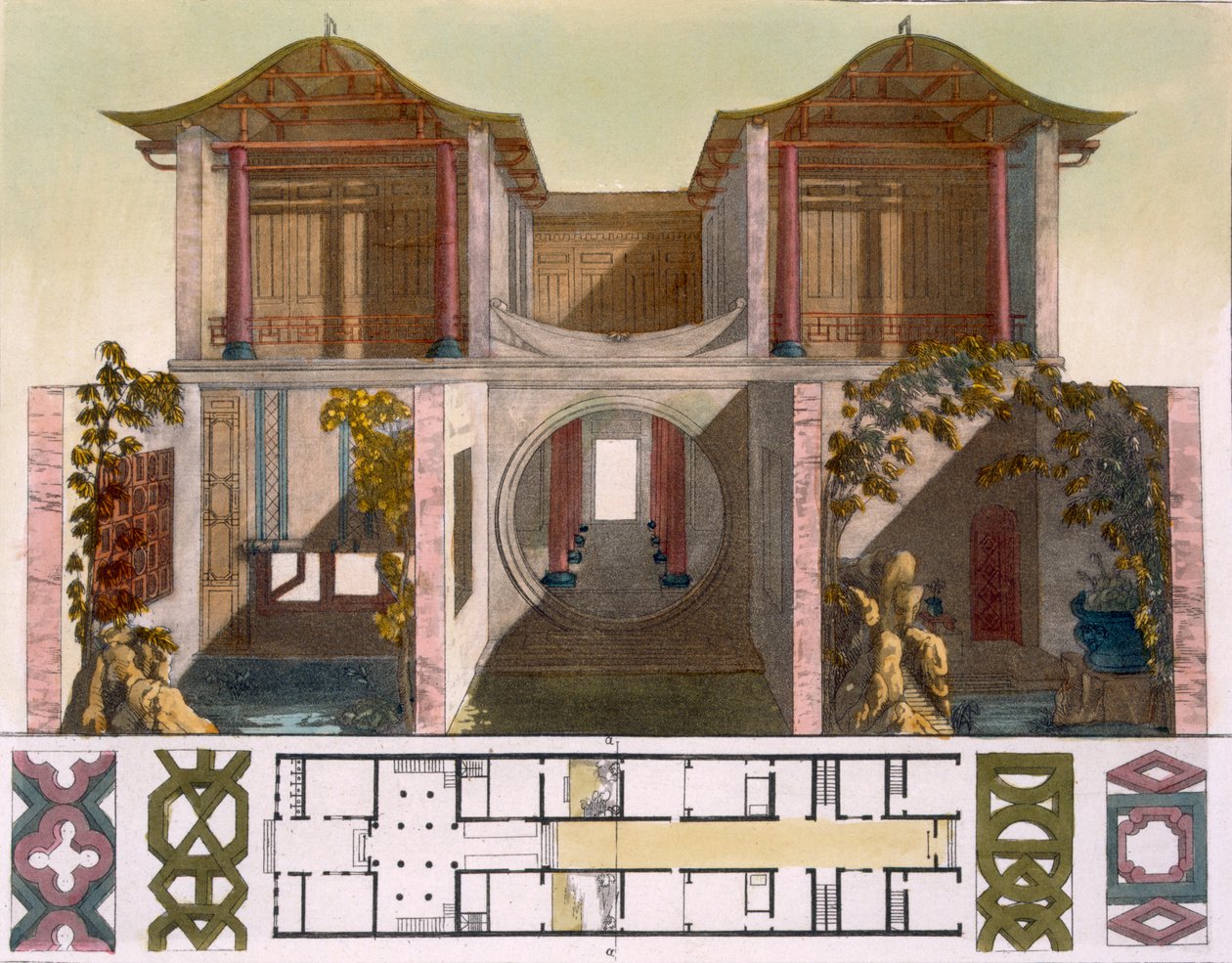 A császári palota aulájának udvara, Peking, 1820-30-as évek alkotó: Italian School