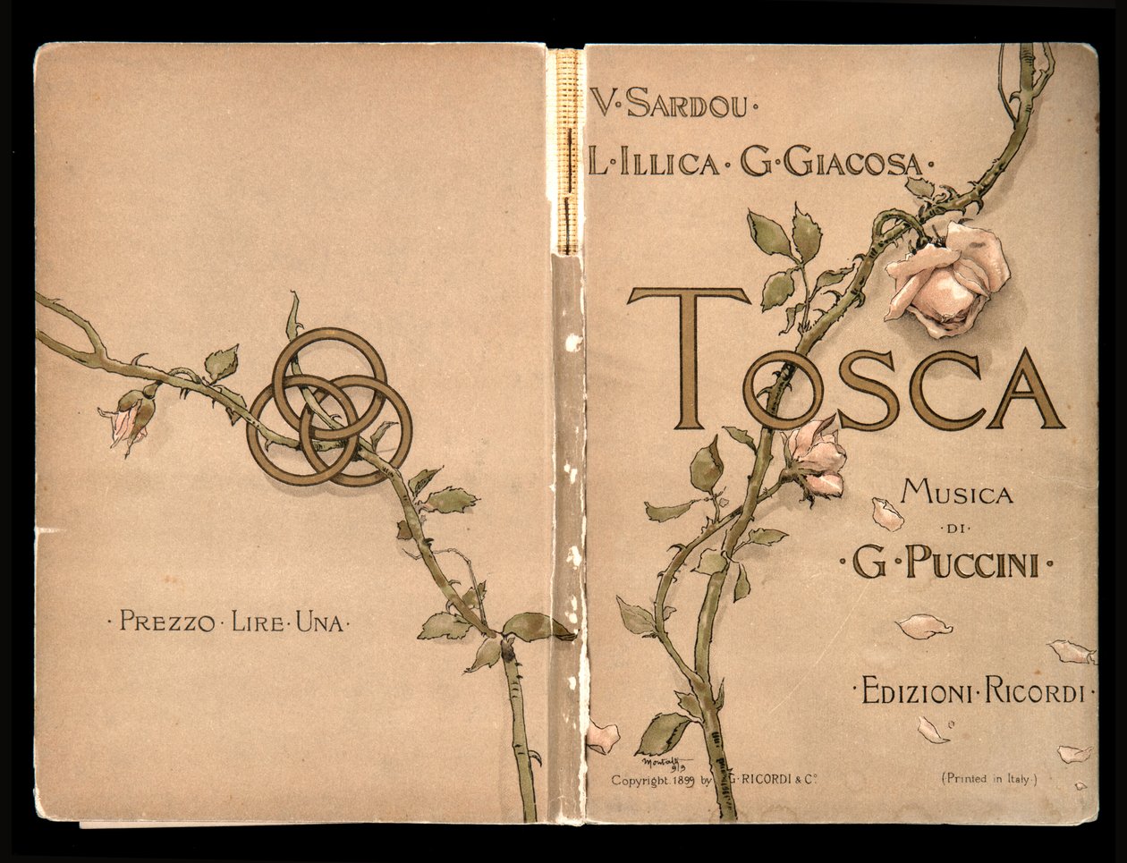 Borító, Libretto della Tosca, Giacomo Puccini, Ricordi Edition, Olaszország alkotó: Italian School