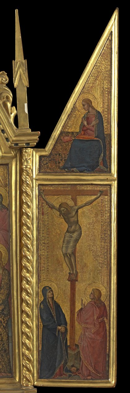 Keresztre feszítés az Angyali üdvözlet Szűzével - fent (jobb oldali panel), 1330-70 körül (tempera a panelen) alkotó: Italian School