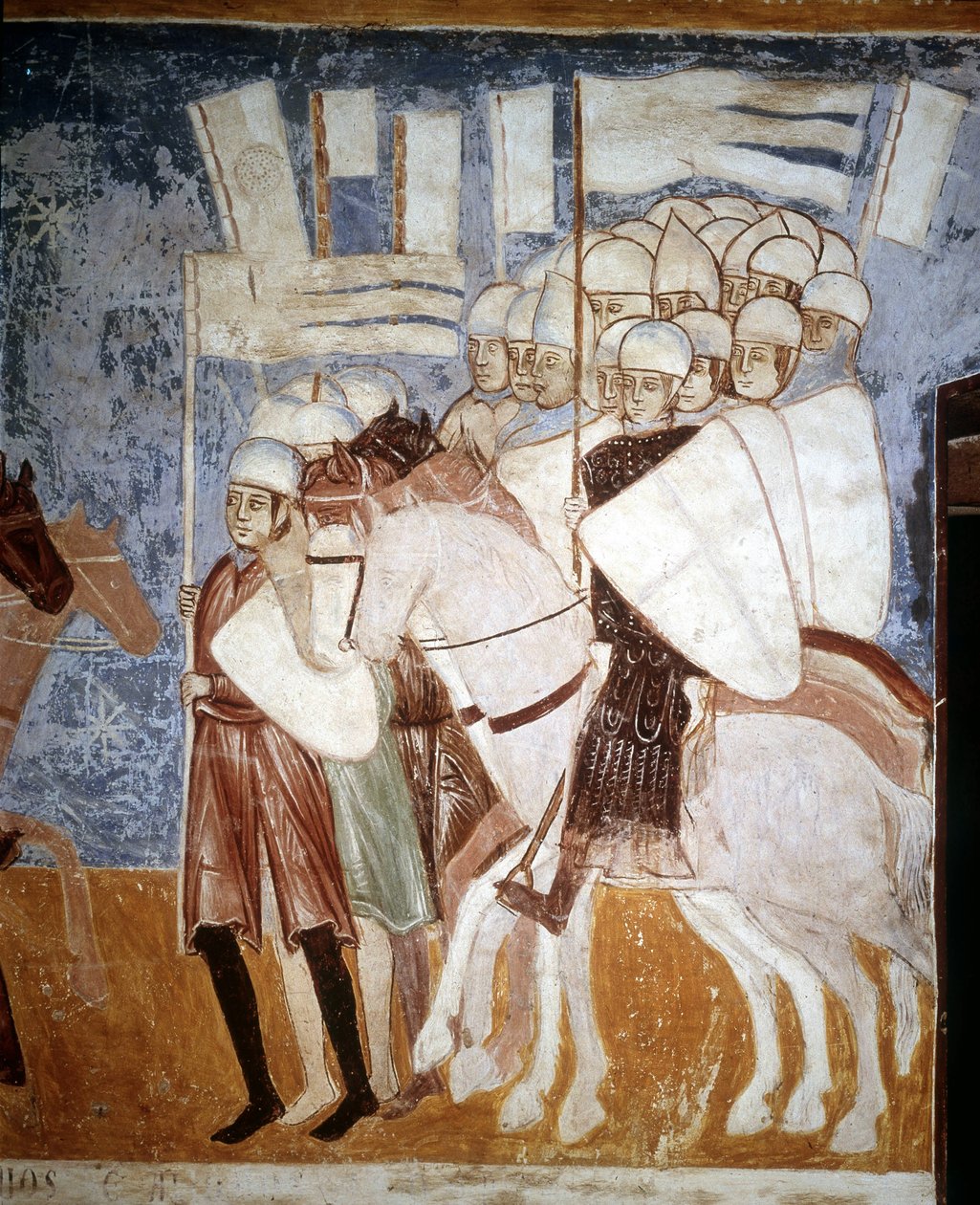 Ottone Visconti (1208 - 1295) beszédét hallgató keresztesek. Rocca di Angera freskója, 14. század eleje. alkotó: Italian School