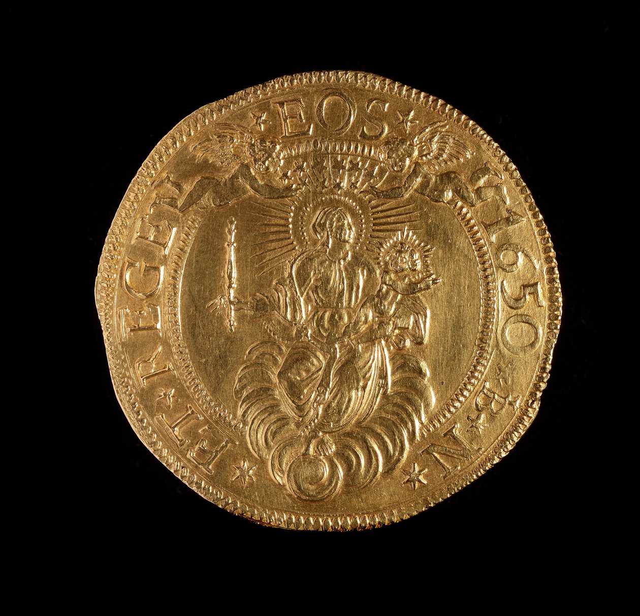 A Gének Köztársaság pénzneme: 12,5 arany doppie érme. Átm. 61 mm. 1656. vissza. Genes Musei di Strada Nuova alkotó: Italian School