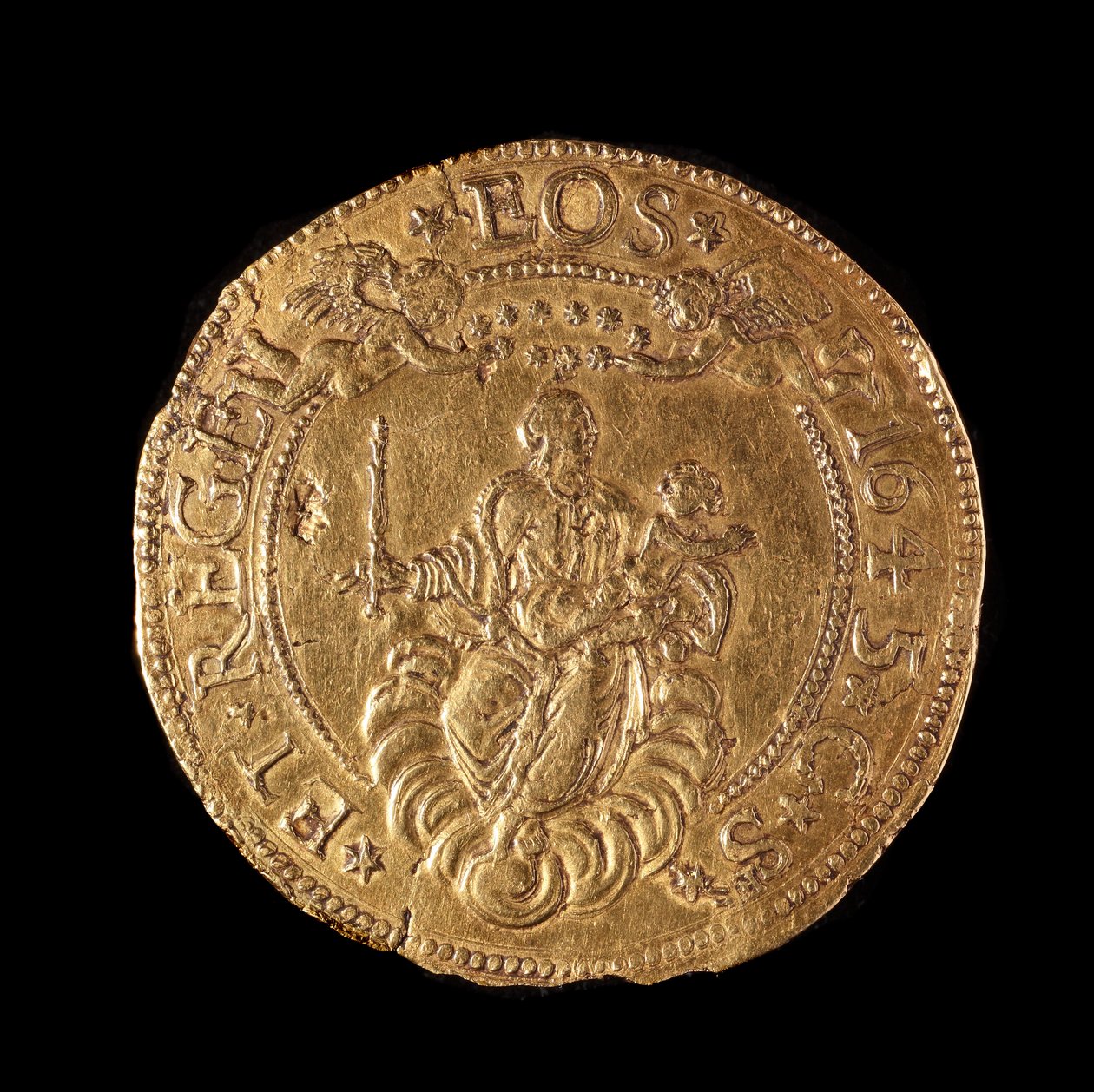 A Gének Köztársaságának pénzneme: 20 arany doppie. Átmérője 58 mm. 1645. Vissza. Genes Musei di Strada Nuova alkotó: Italian School