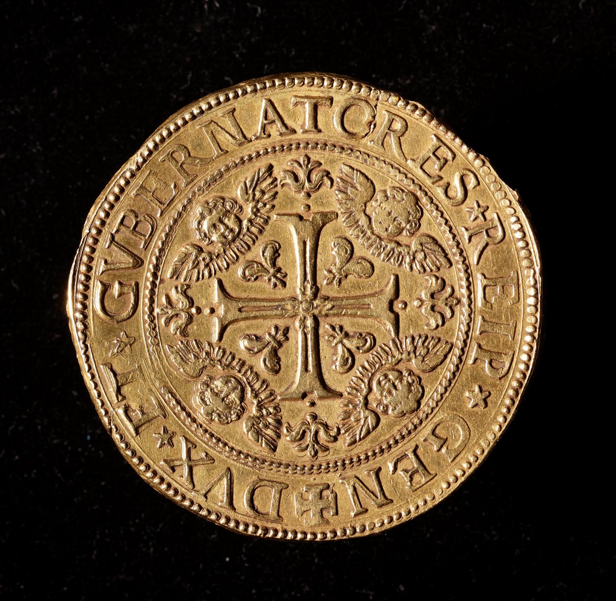 A Gének Köztársaság pénzneme: 20 dupla arany. Átmérője 58 mm. 1645. Elöl. Strada Nuova génmúzeumai (l., M7097) alkotó: Italian School