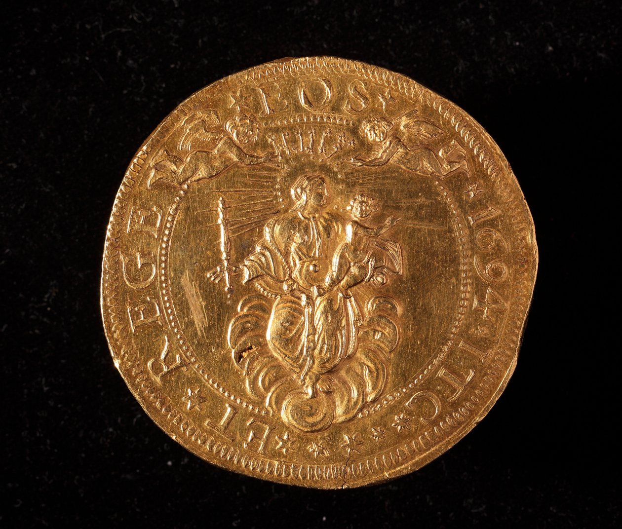 A Gének Köztársaság pénzneme: 25 arany dupla érme. Átm.52,5 mm. 1694. Vissza. Strada Nuova génmúzeumai (6457. szám) alkotó: Italian School