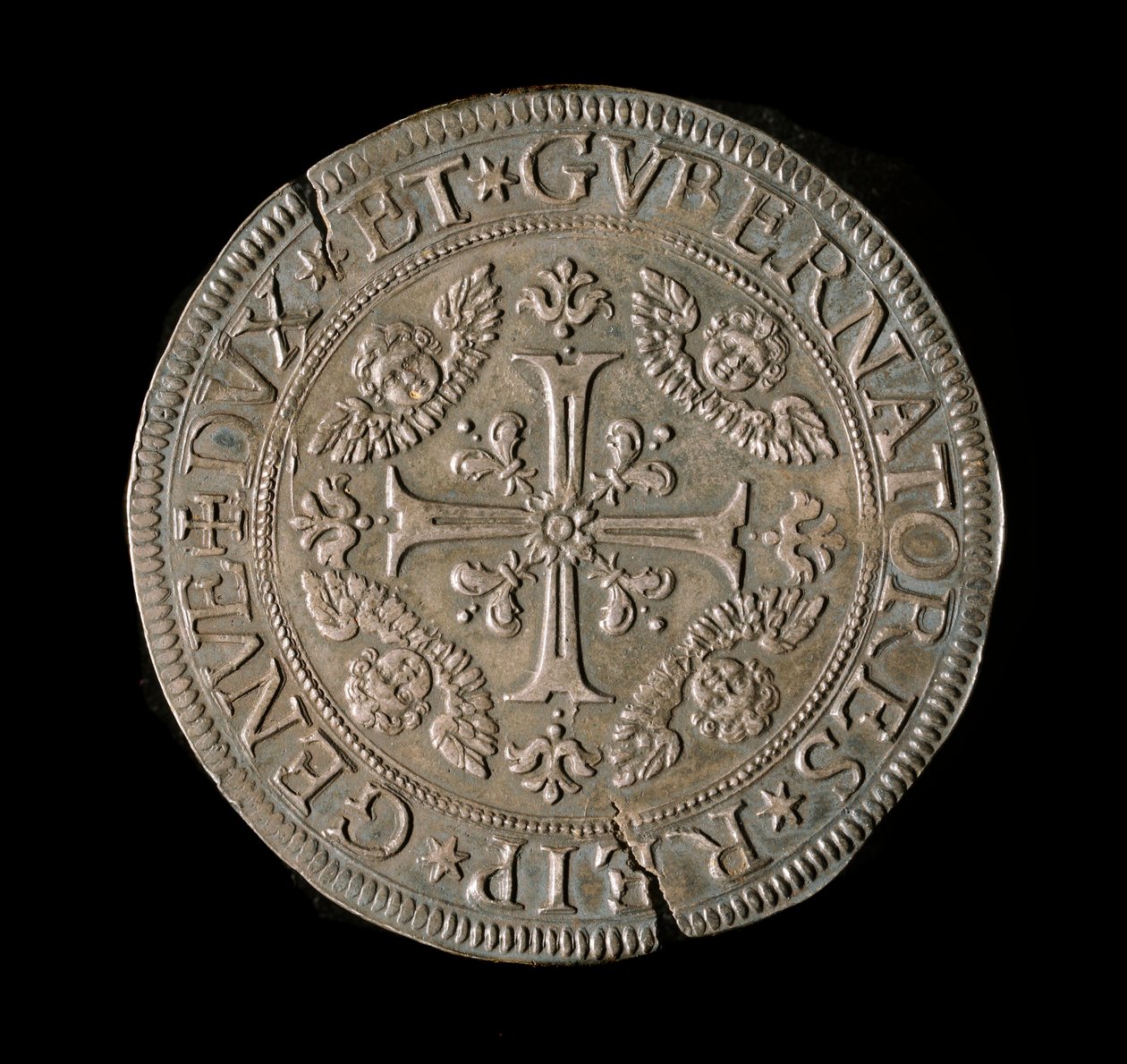 A Gének Köztársaság pénzneme: ECU széles ezüstben. Átm. 61 mm. 1693. eleje. Genes Musei di Strada Nuova (l., M7135) alkotó: Italian School