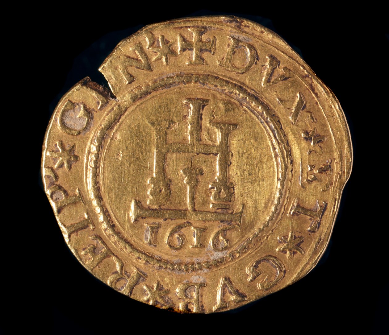 A Gének Köztársaság pénzneme: egy arany quadrupla genovai portállal. Átmérője 32 mm. 1616. eleje. Genes Musei di Strada Nuova alkotó: Italian School