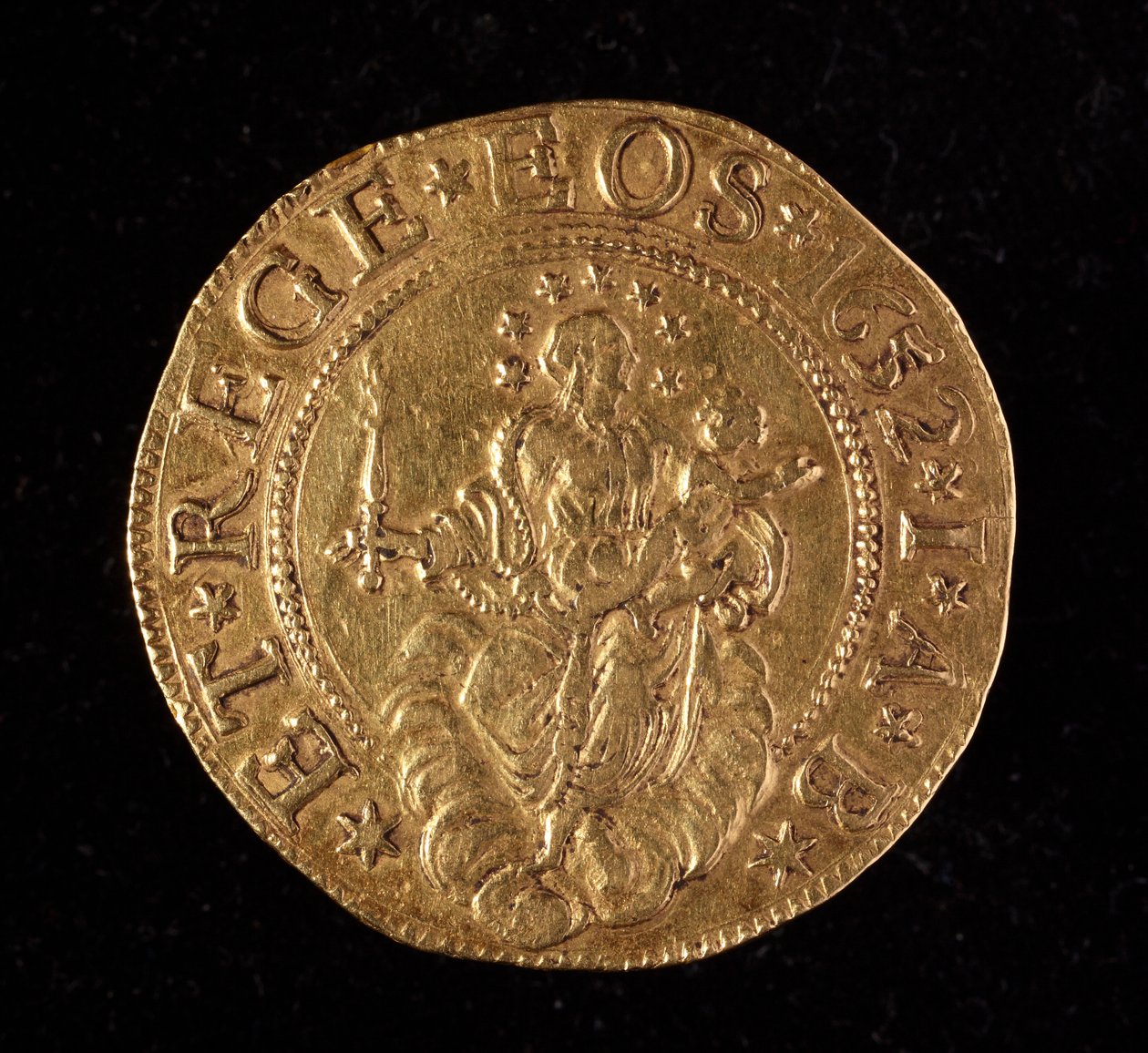 A Gének Köztársaságának pénzneme: öt arany doppie érme. Átm. 41 mm. 1652. Vissza. Genes Musei di Strada Nuova alkotó: Italian School