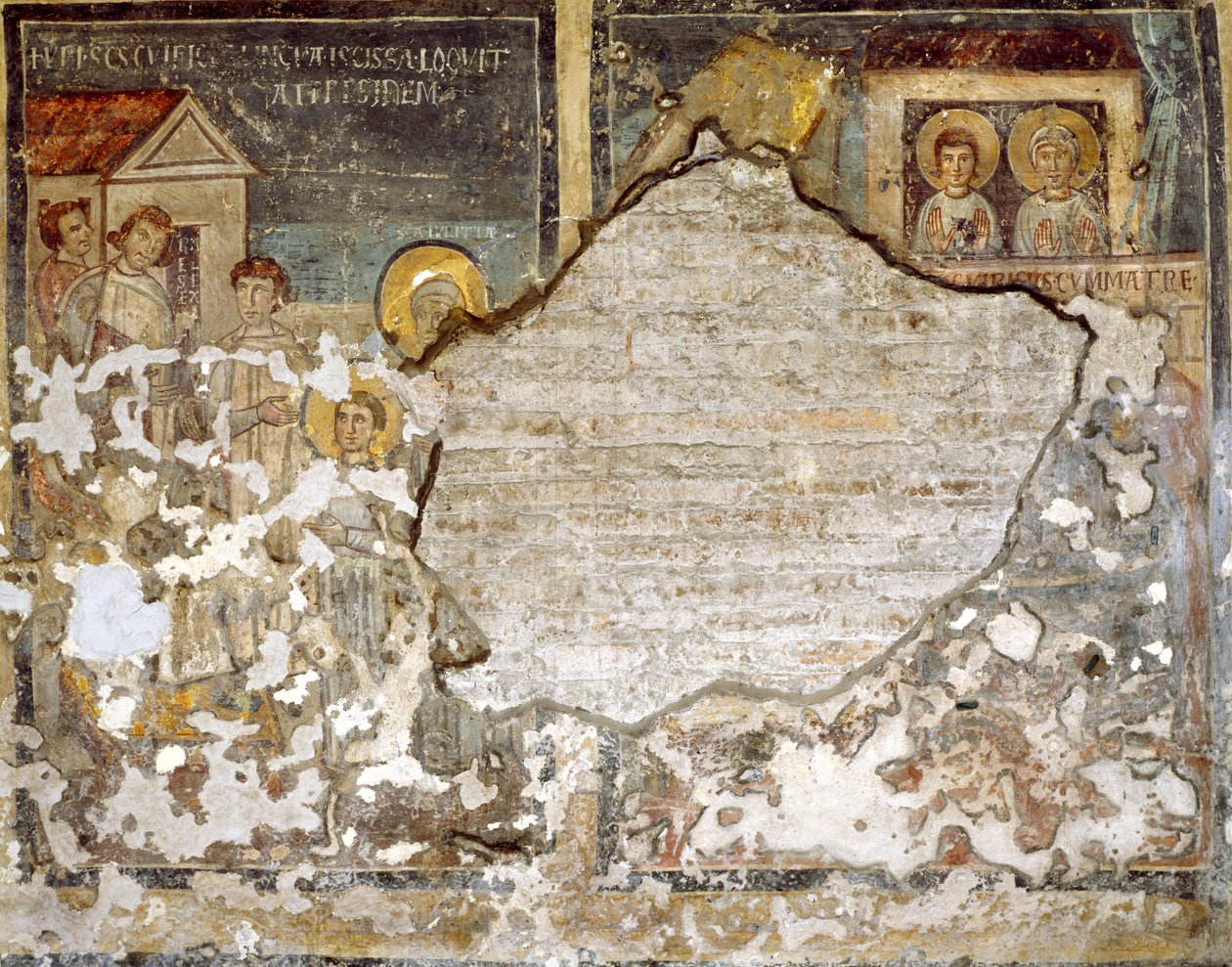 Sérült freskó a Santa Maria Antiqua-ból, Rómából alkotó: Italian School