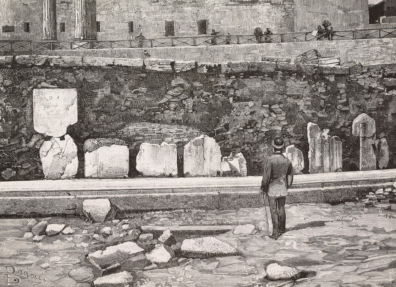 Dekoratív terem a Forum Romanumban, Róma, Olaszország, metszet Dante Paolocci rajzából, L
