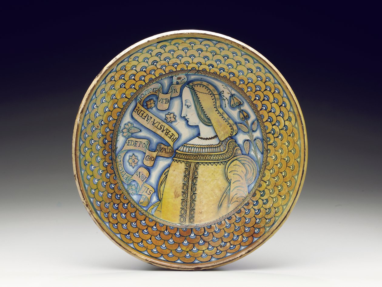 Deruta majolica fényes "Bella Donna" töltő, 1520-30 alkotó: Italian School