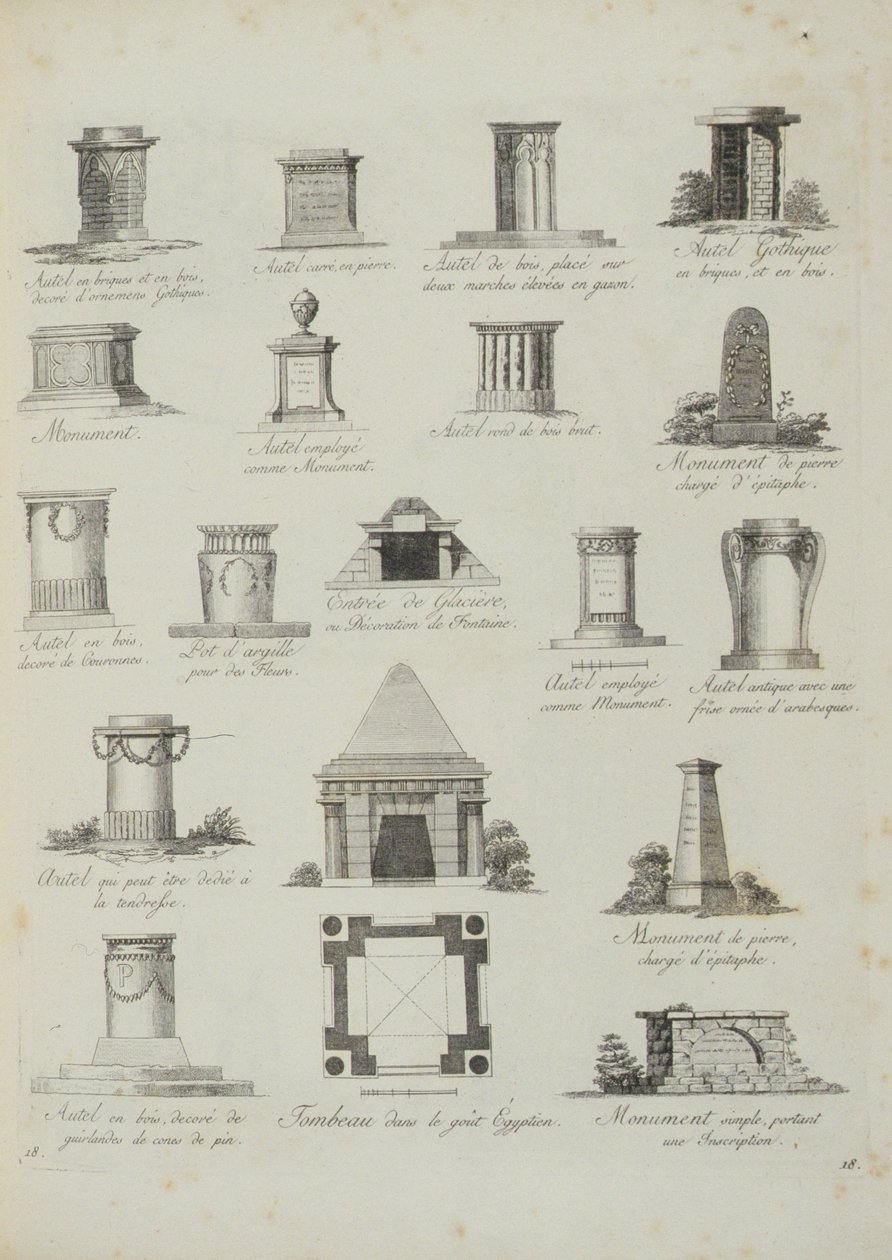 Tervek kerti díszekhez, az A Compendium of Drawingsből, J.G. Grohmann, 1805-ben jelent meg alkotó: Italian School
