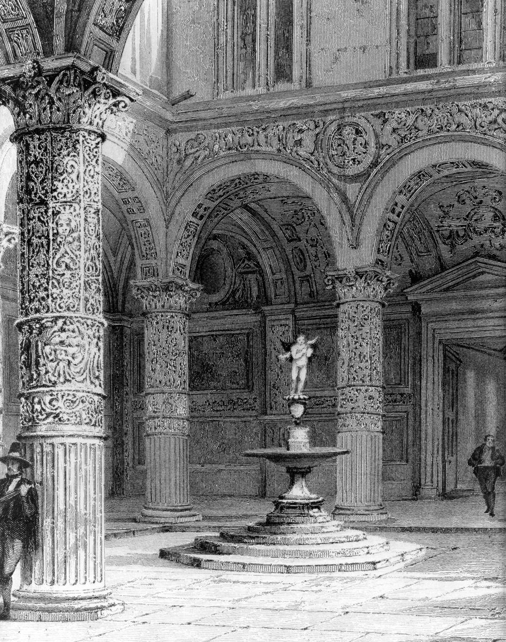 Részlet a Palazzo Vecchio udvaráról alkotó: Italian School