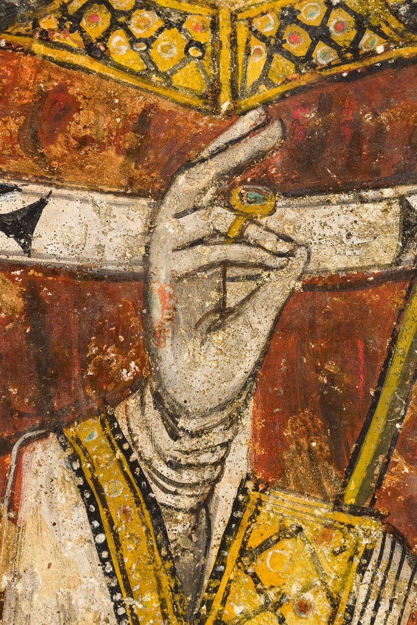 Részlet a San Cataldót ábrázoló triptichonból, a székesegyház kriptája alkotó: Italian School