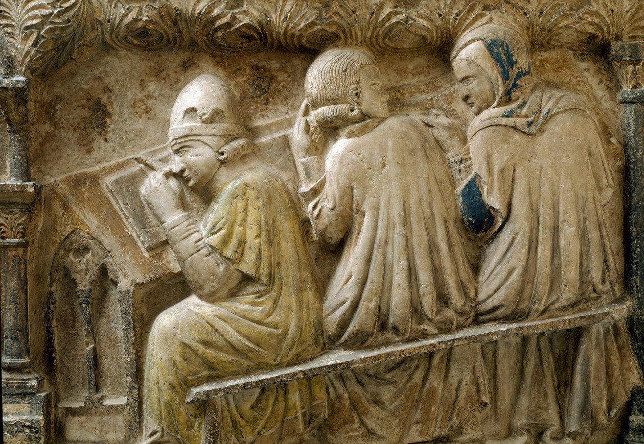 Részlet a Bonifacio Galluzzi tanfolyamot követő hallgatókról (Sírtábla, 1346 körül) alkotó: Italian School