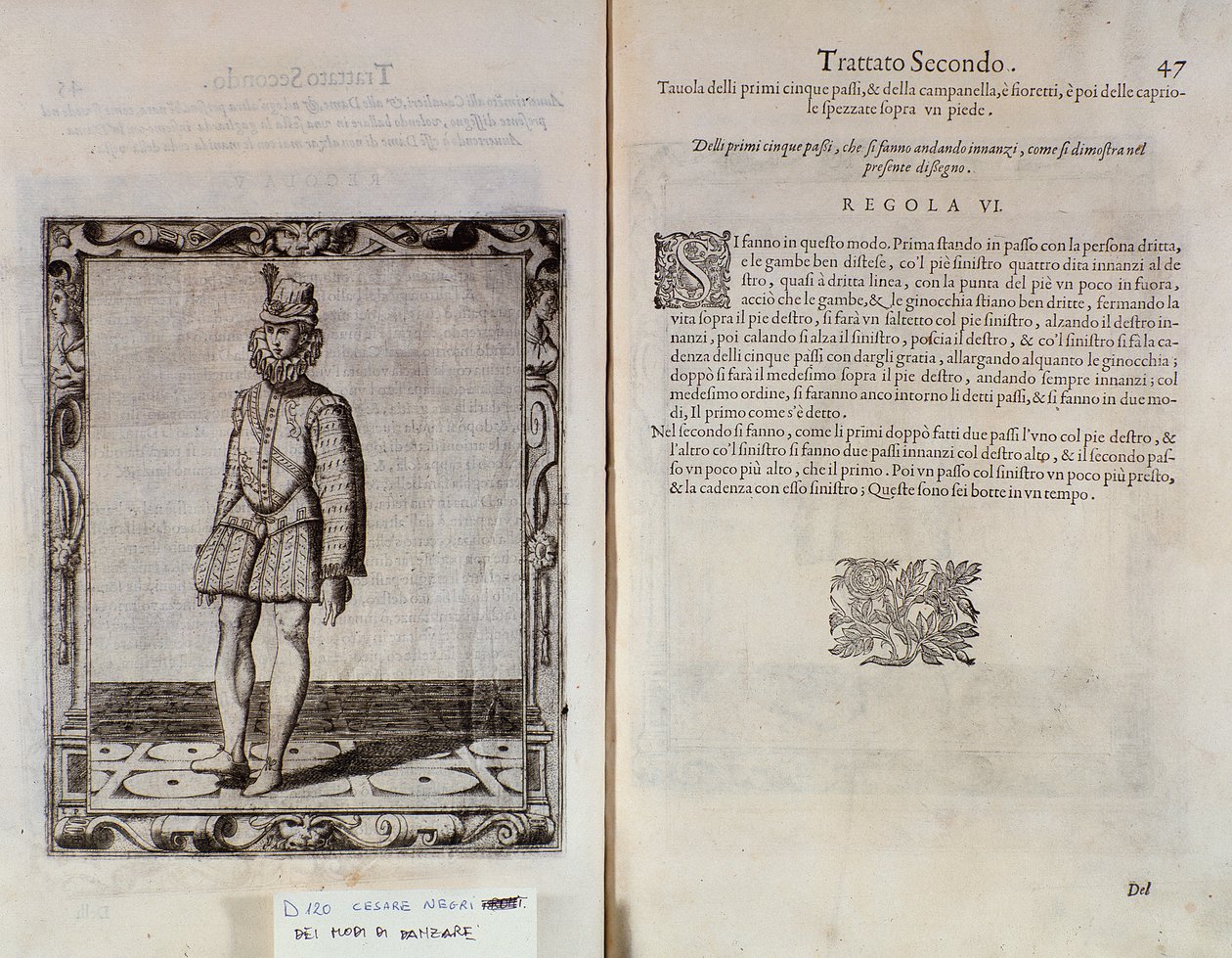 Cesare Negri olasz táncos Le Gratie dAmore (Le Grazie dAmore) dupla oldala, Il Trombone (1536-1604), a táncról szóló szerződés alkotó: Italian School
