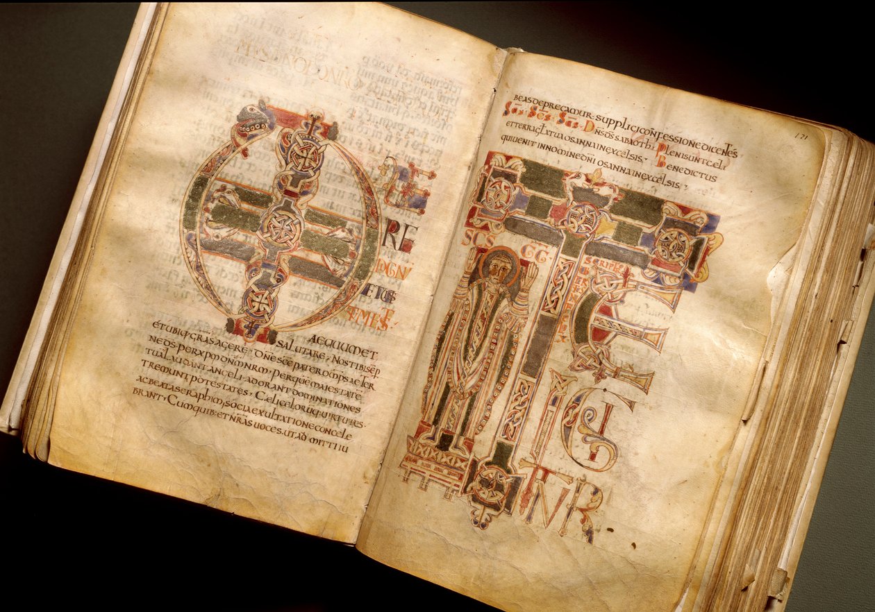 11. századi liturgikus kézirat dupla oldala. (Ms.B 8, folii 170v. 171r.) Sant