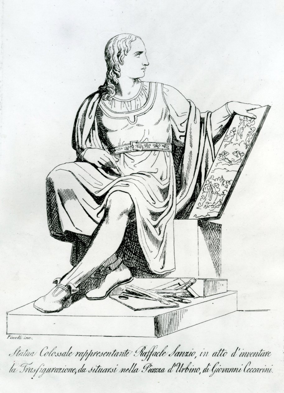 Raffaello Sanzio da Urbino Giovanni Ceccarini szobrának rajza alkotó: Italian School