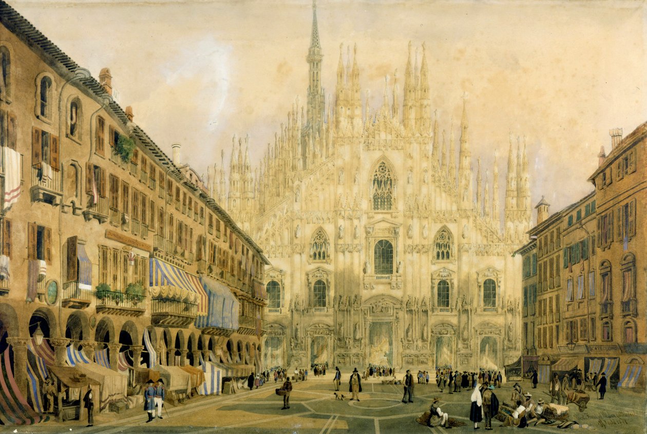 A Dóm tér és a katedrális Milánóban. 1811. alkotó: Italian School