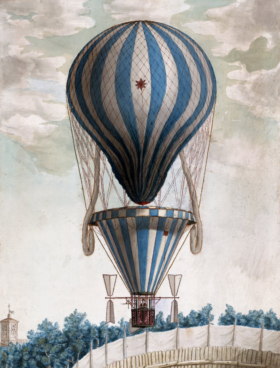 Korai hőlégballon repülés közben alkotó: Italian School