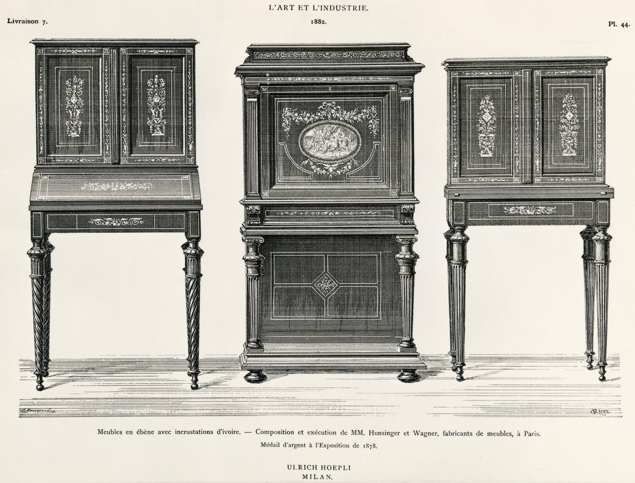 Ébenfa bútorok, Hunsinger és Wagner, Párizs, L