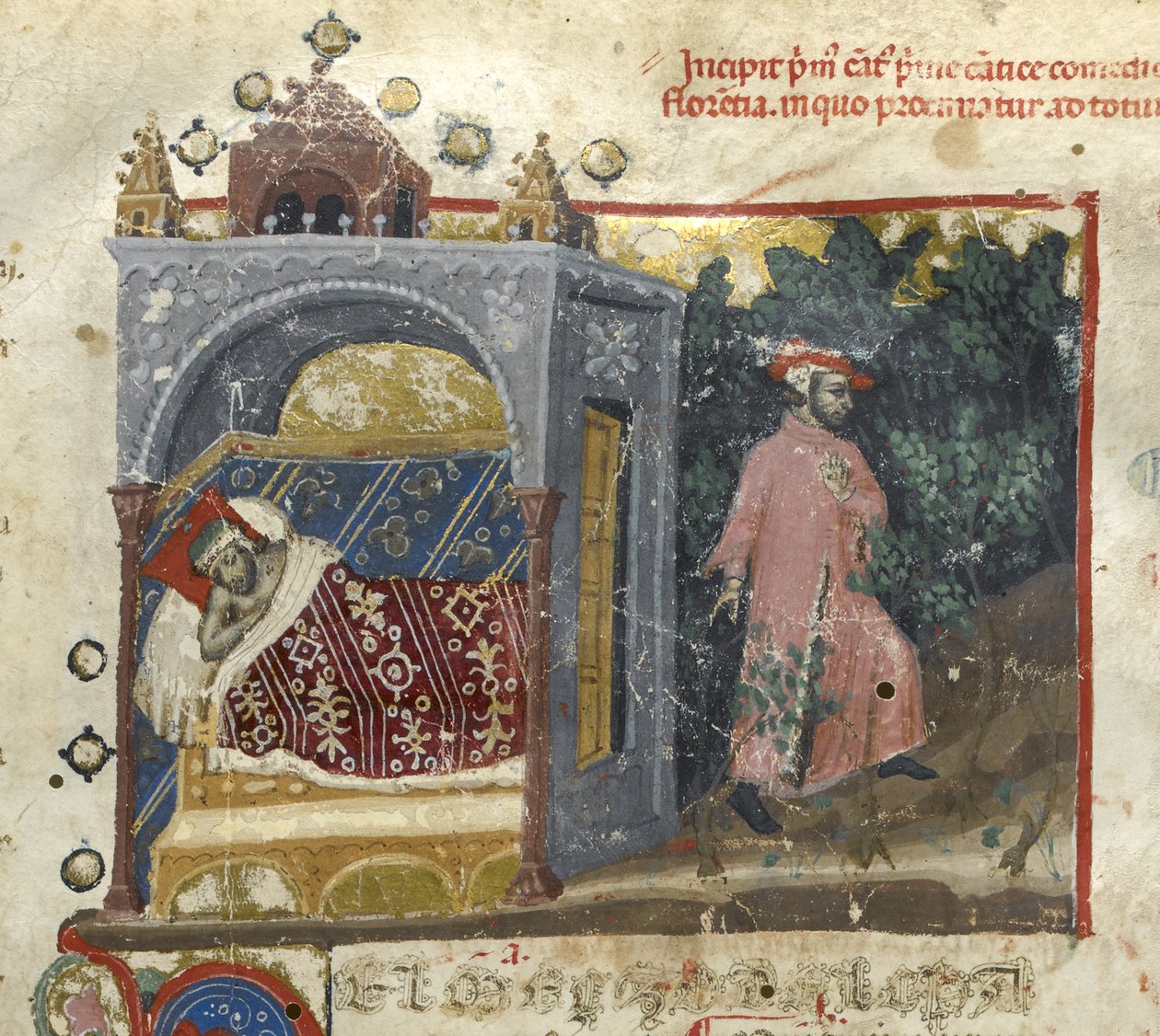 Egerton MS 943 f.3 Inferno: Dante álma és lelke elhagyja testét, Dante Alghieri 