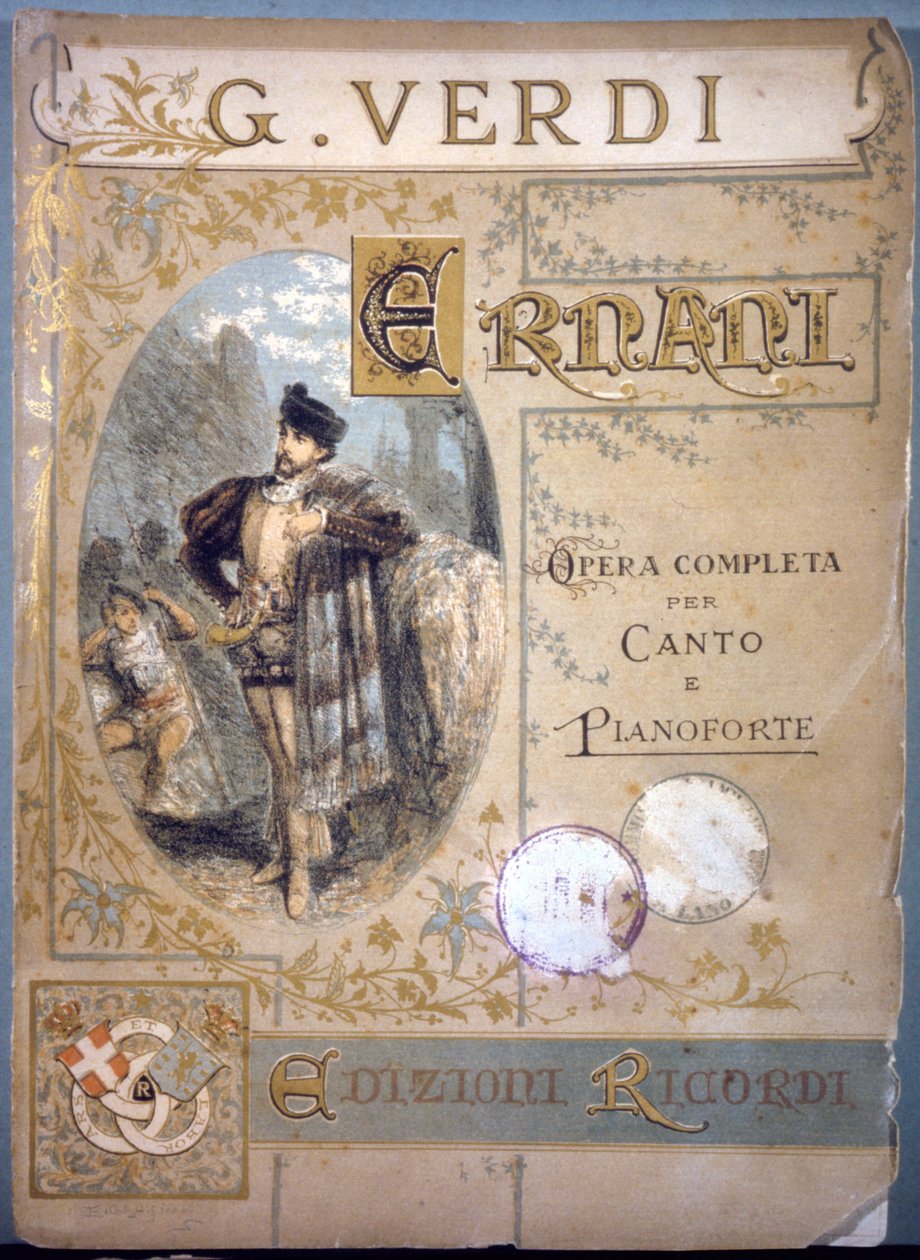 Verdi Ernani, borító a kotta dalhoz és zongorához, sd 19. század alkotó: Italian School