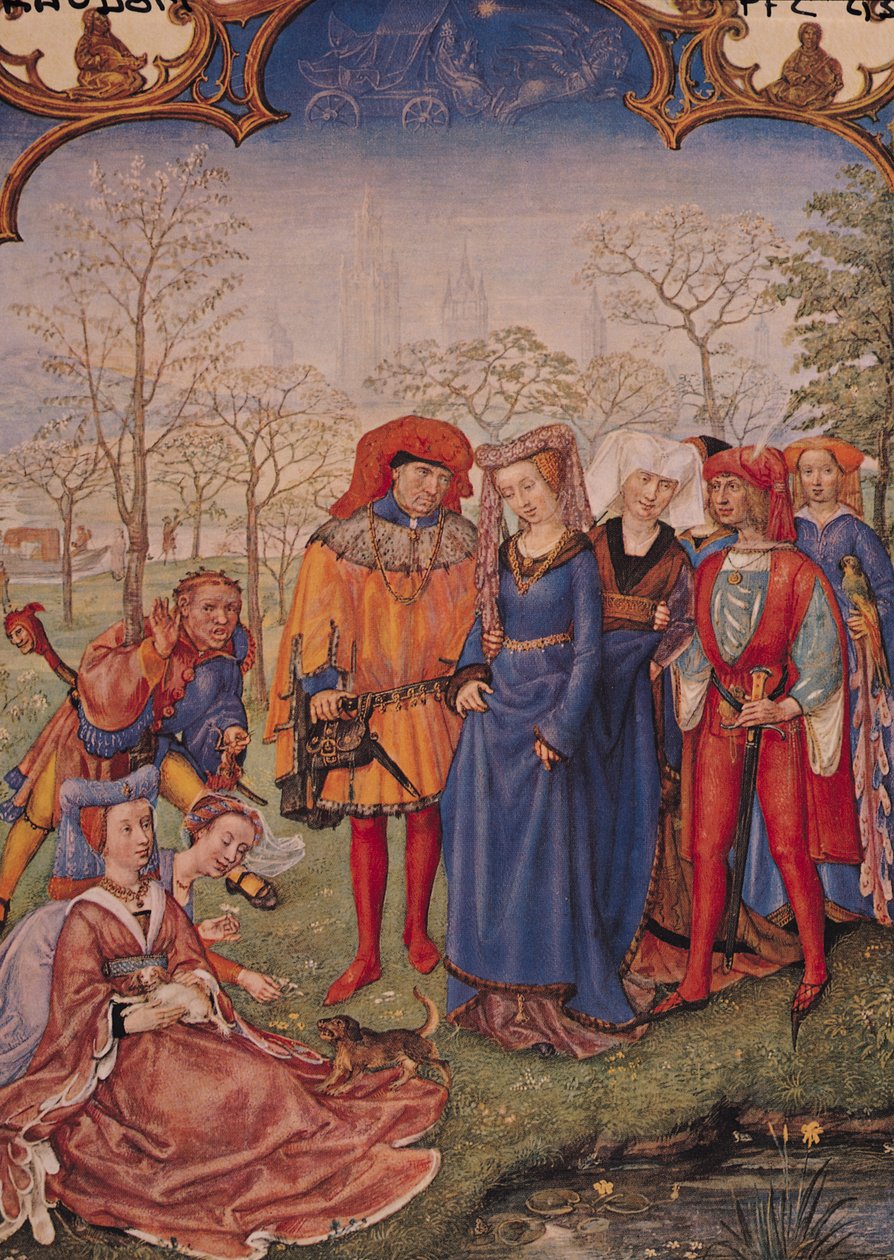 F.4v Április hónap: Esküvői menet, a Brevarium Grimani-ból alkotó: Italian School