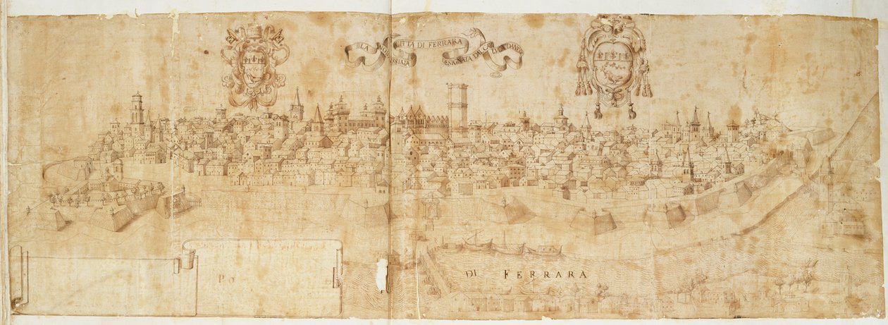 Ferrara, Olaszország (tinta papíron) alkotó: Italian School