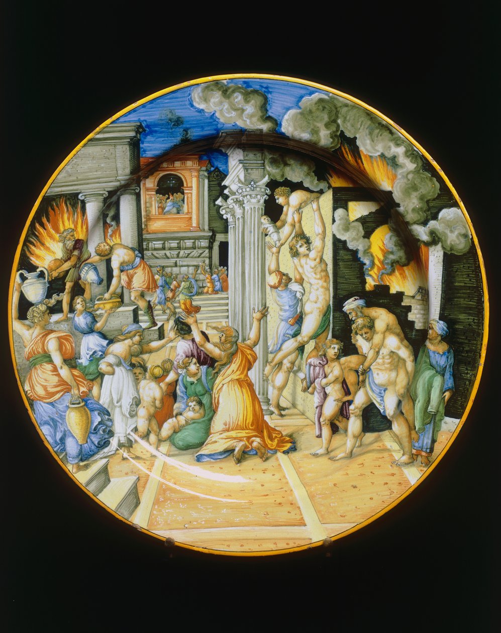 Trója tűze, Urbino gyártása, lemez alkotó: Italian School