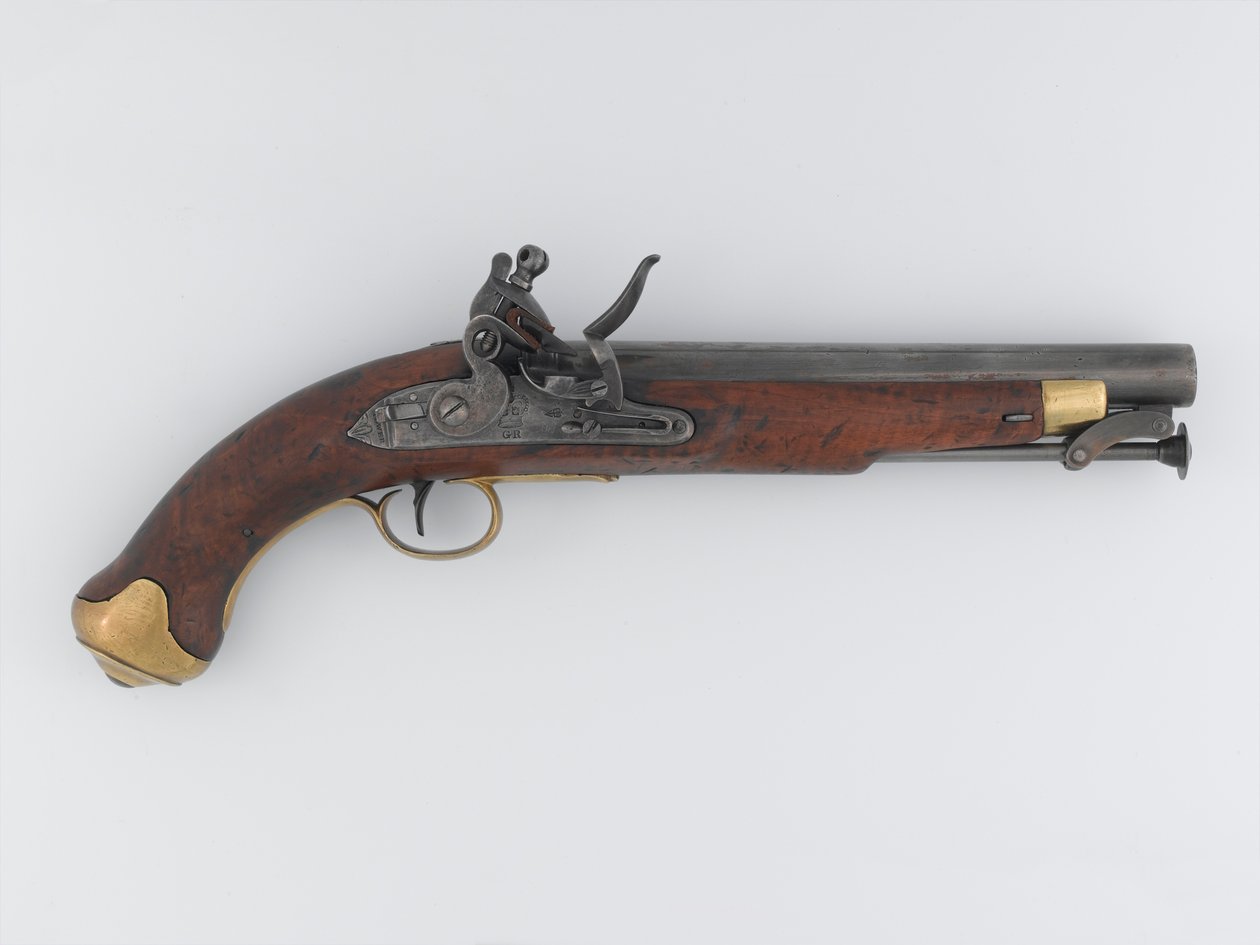 Flintlock 16 furatú (0,65 hüvelykes) pisztoly, New Land Pattern, Light Dragons, 1808 körül (pisztoly, flintlock, 0,65 New Land mintás könnyű dragonyos) alkotó: Italian School