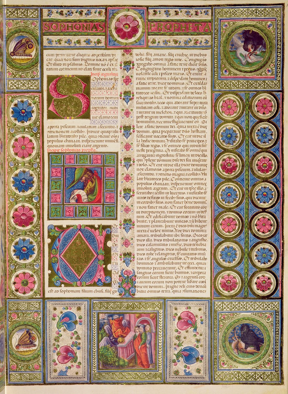 Fol.102r Zafóniás próféta könyvének nyitása, a Borso d