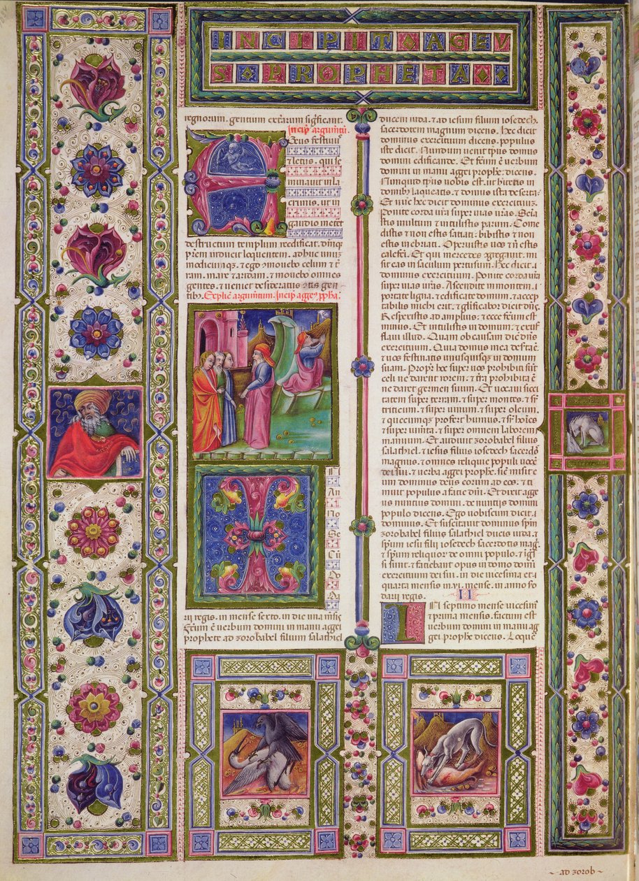 Fol.103v Aggeus próféta könyve (egy próféta, aki az ie 6. században segítette a zsidókat a templom újjáépítésében), a Borso d