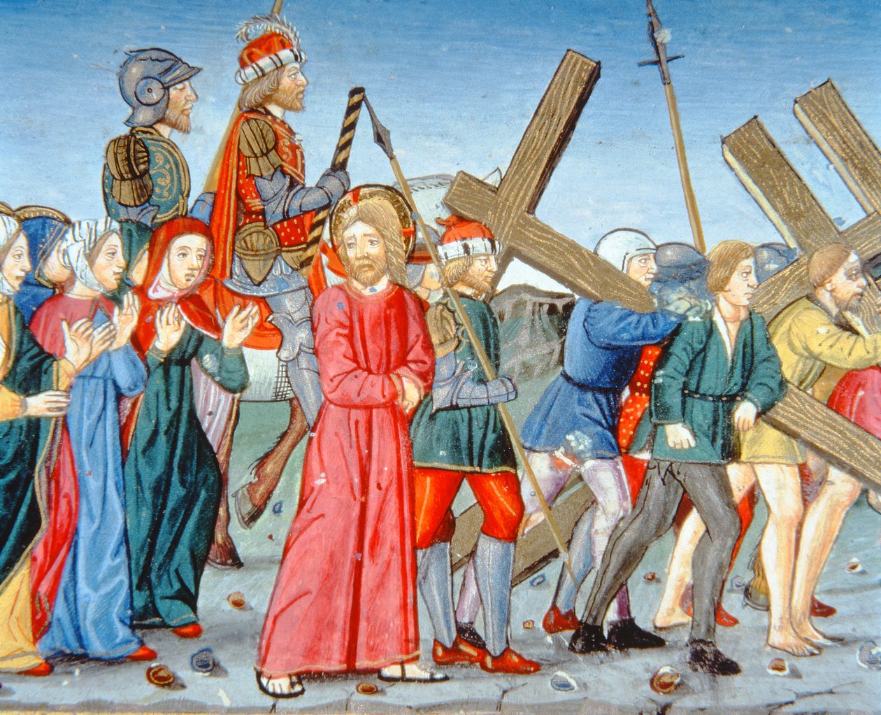 Fol.116v Krisztust a kálváriára vezetik (vellum) alkotó: Italian School