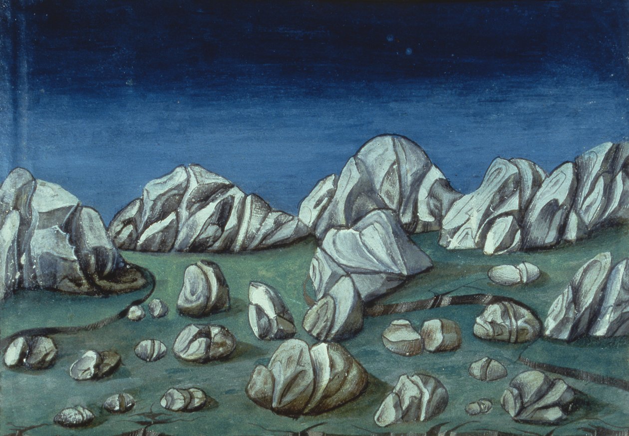 Fol.120r A világvége és az utolsó ítélet: megnyílik a Föld (vellum) alkotó: Italian School