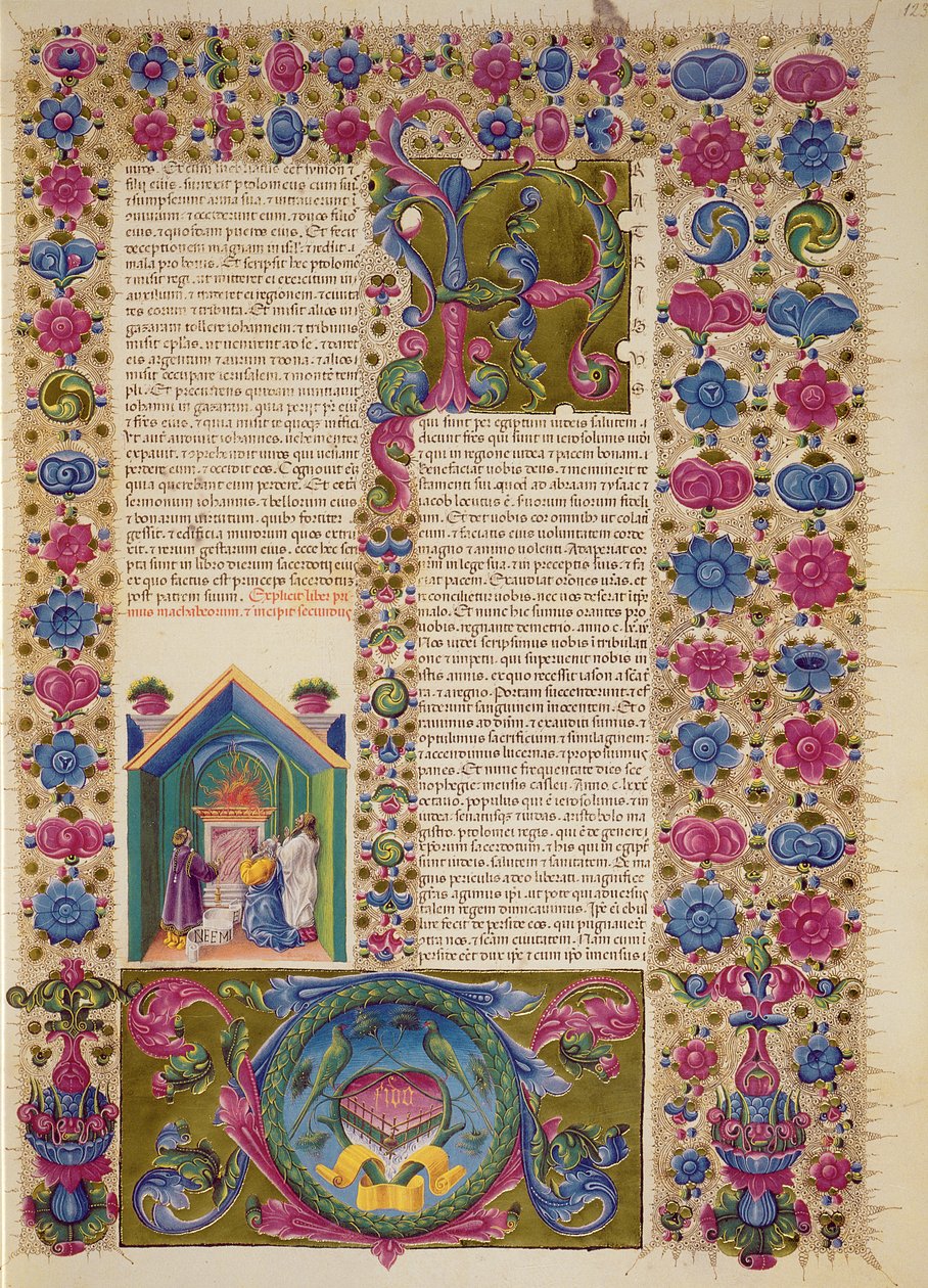 Fol.123r A Makkabeusok második könyvének megnyitása, a Borso d