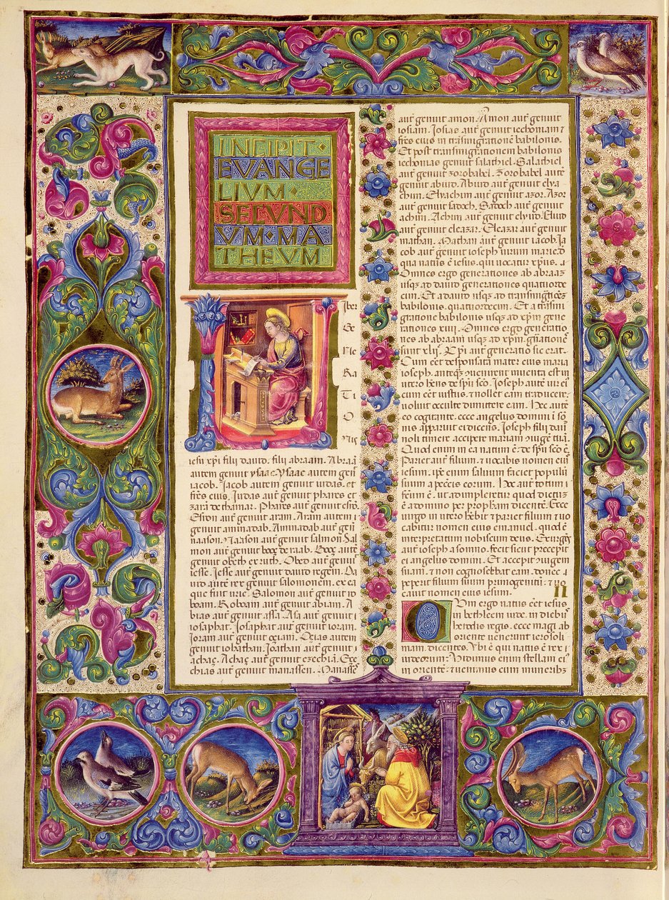 Fol.135v Máté második evangéliuma, a Borso d