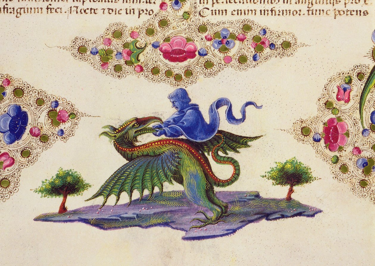 Fol.198V Egy dzsinn és szárnyas szörny, a Borso d