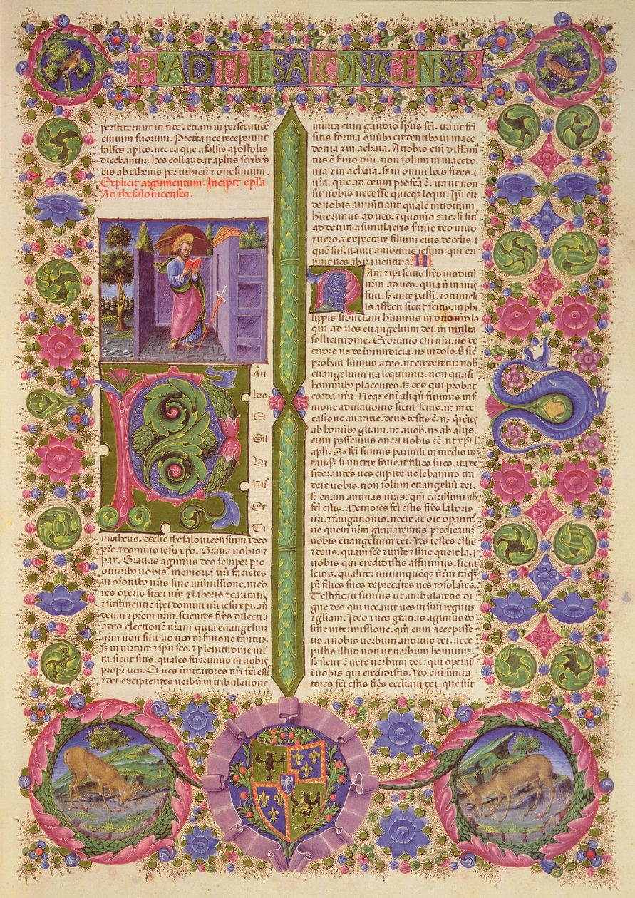 Fol.206r Szent Pál levele a thesszalonikaiaknak, a Borso d