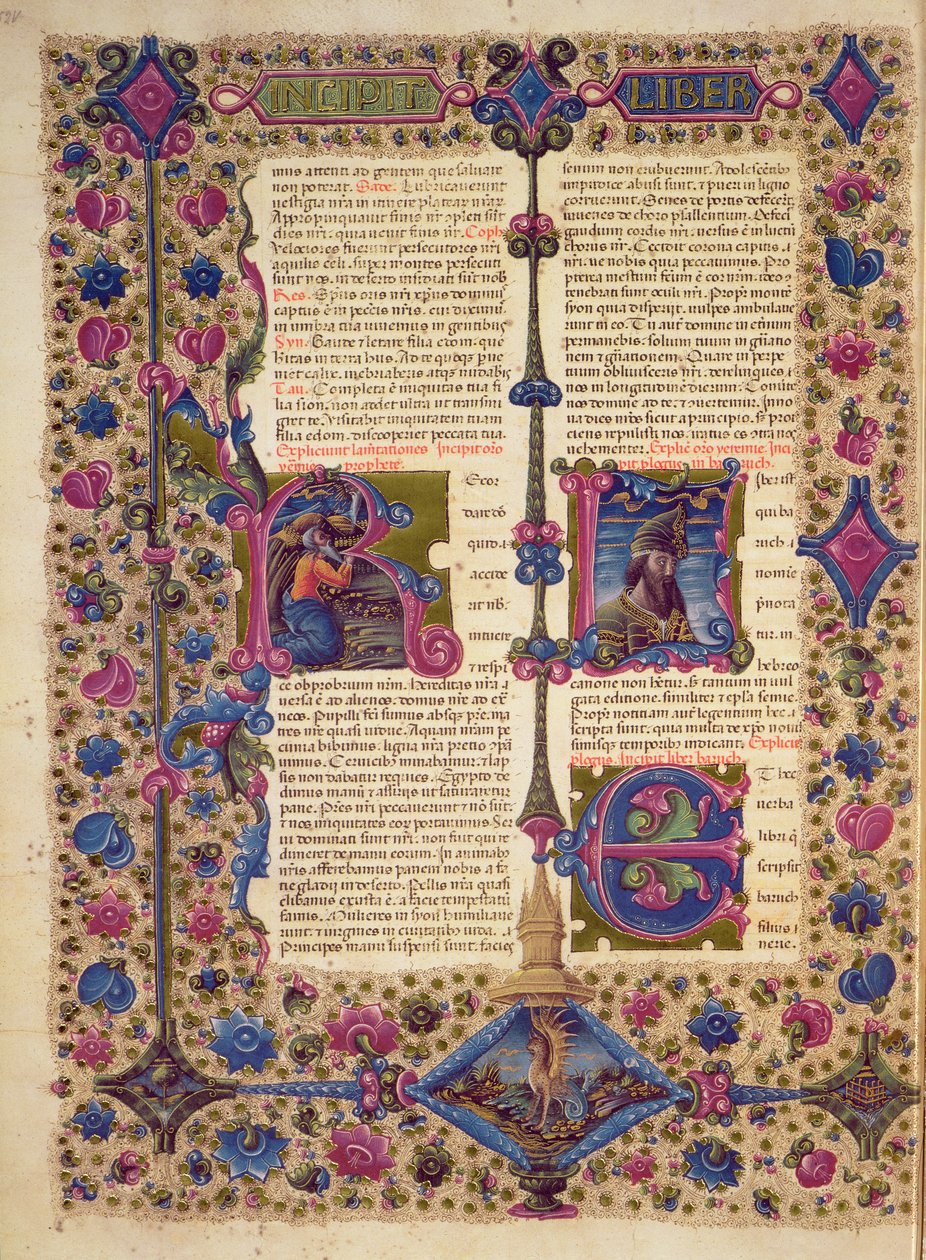 Fol.52v Báruch próféta könyvének megnyitása, a Borso d