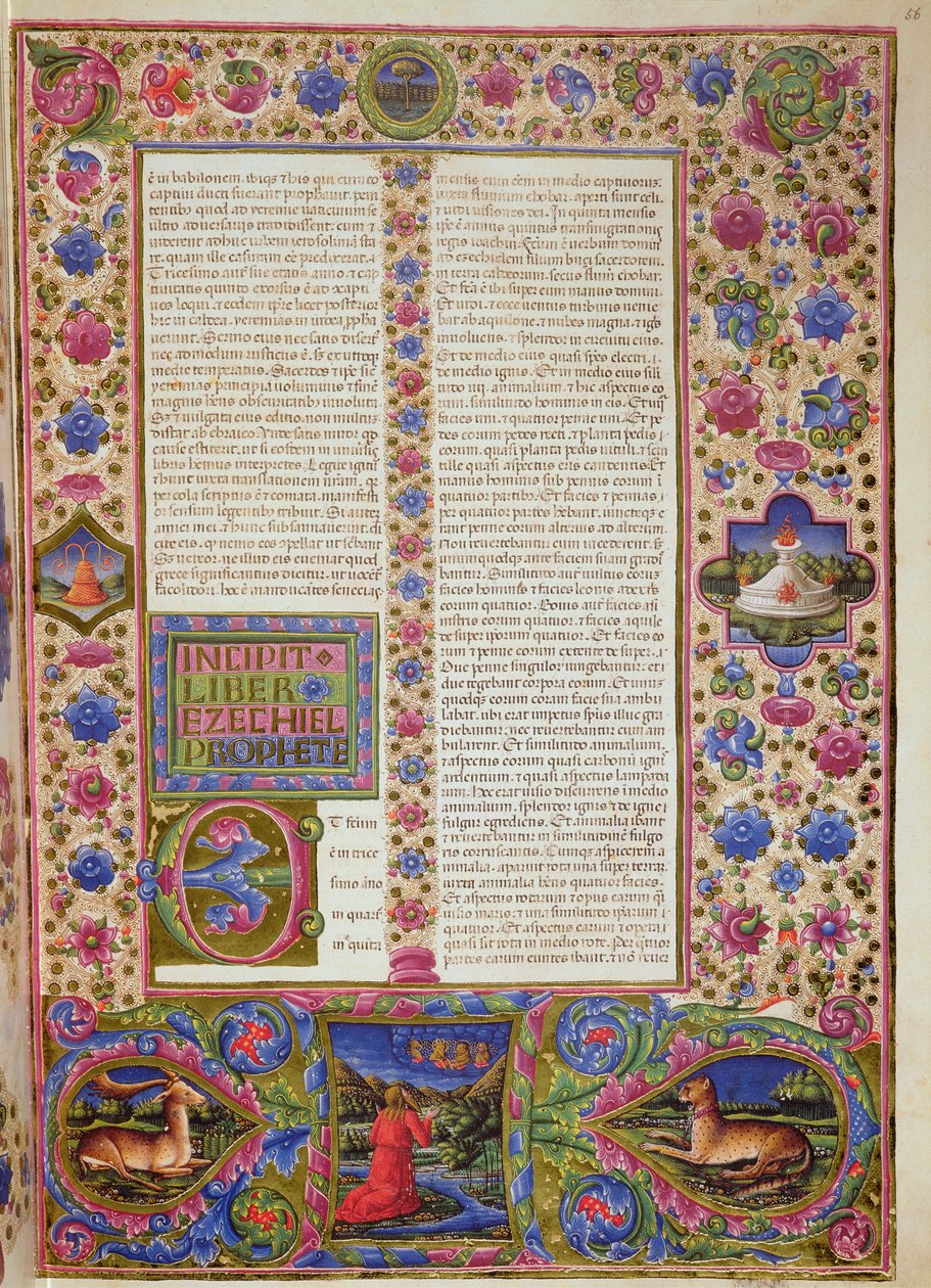Fol.56r Ezékiel könyvének nyitása, a Borso d