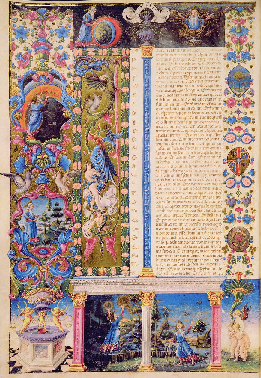Fol.5v Genesis. Az Univerzum teremtése, a Borso d