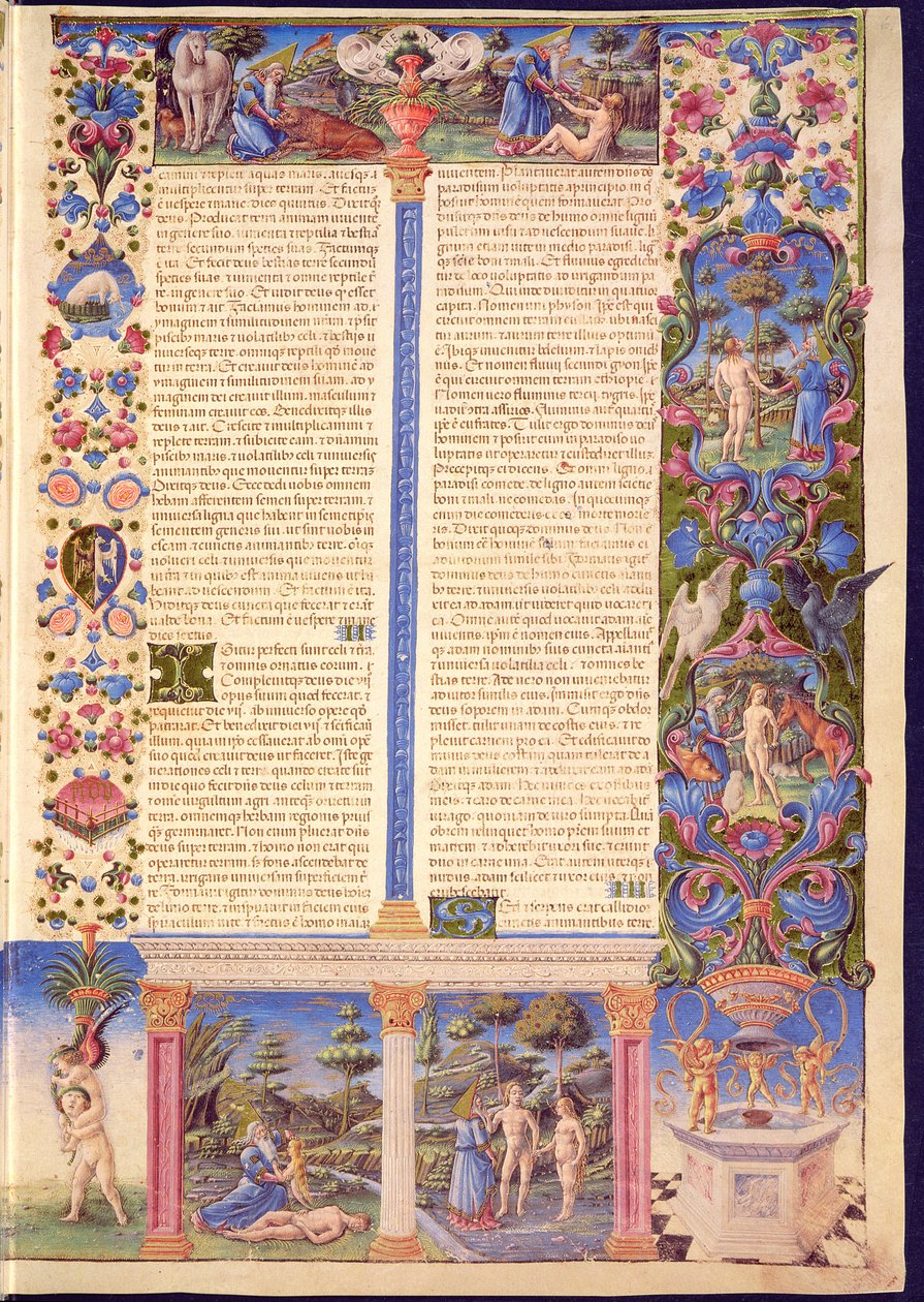 Fol.6r Genesis. Ádám és Éva teremtése, a Borso d
