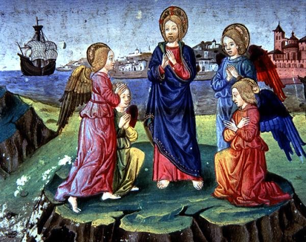 Fol.83r Krisztust egy angyalkör védi (vellum) alkotó: Italian School