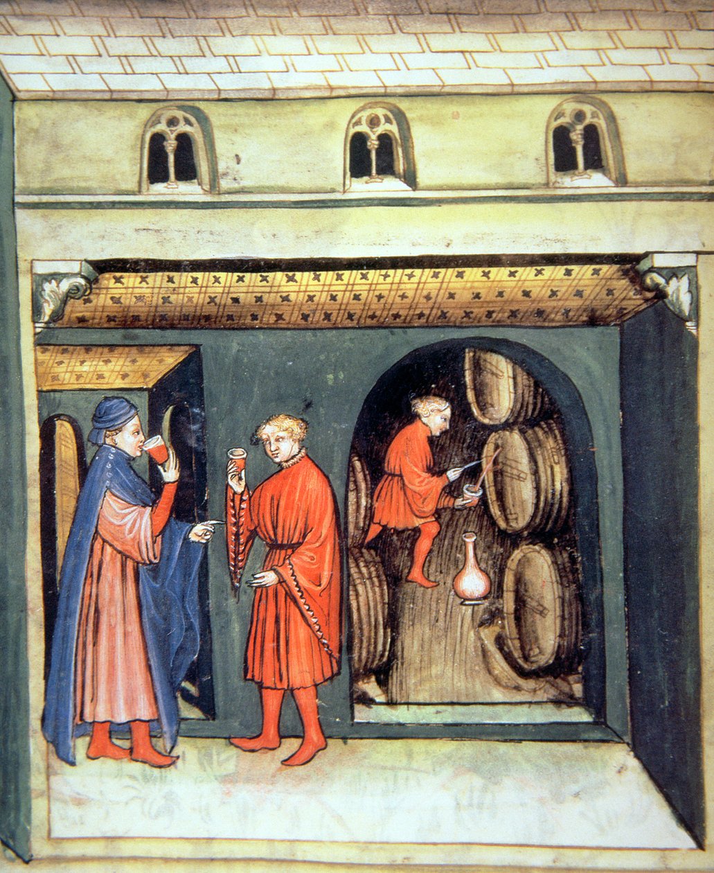 Fol.86v érlelt gyümölcsbor, illusztráció a Tacuinum Santiatis Codex Vindobonensisből alkotó: Italian School